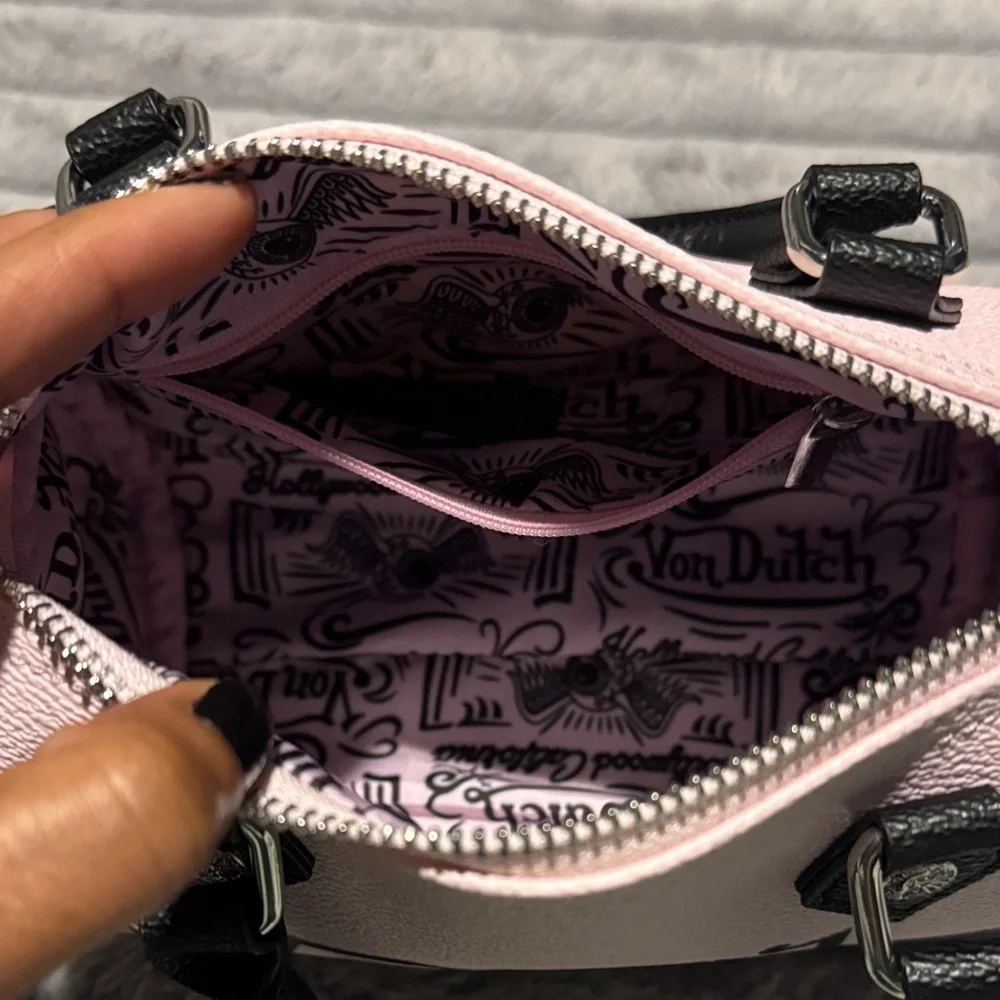 Von Dutch Light Pink Mini Bag with Black Accents - Picture 2 of 5